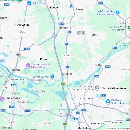 Luchtfoto van een woonwijk in Vlaanderen